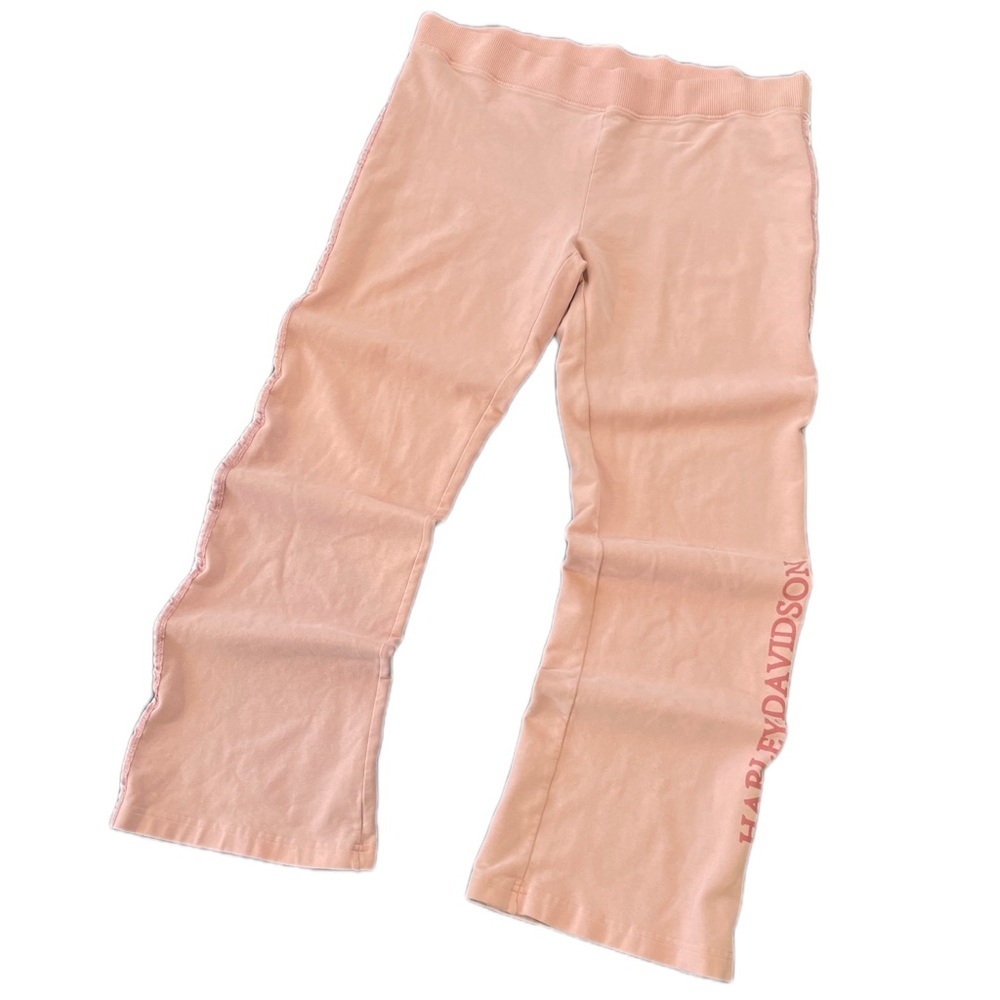 Y2K Hayley-Davidson Women's Baggy Pants, Pale Pink, Size XL